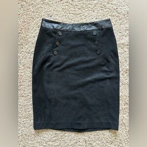 H&M Faux Suede Leather Black Sailor Skirt Size 8 Office Siren